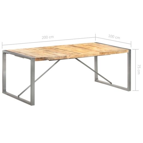Трапезна маса, 200x100x75 cм, грубо мангово дърво масив