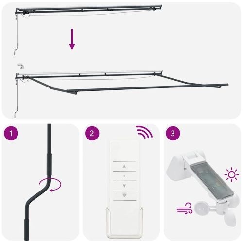 Автоматично прибираща се тента с LED, кафяв, 500x300 см