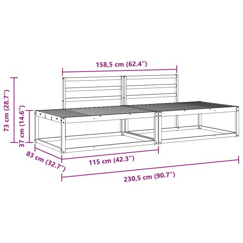 Комплект дивани за открито 2 Брой Естествен 230,5 x 83 x 73 см