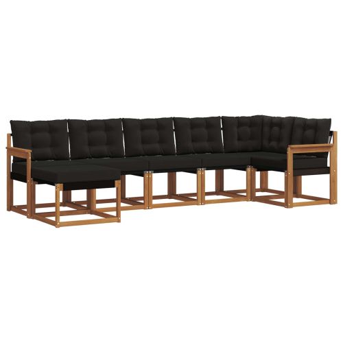 Комплект дивани за открито 7 pcs Естествено и черно