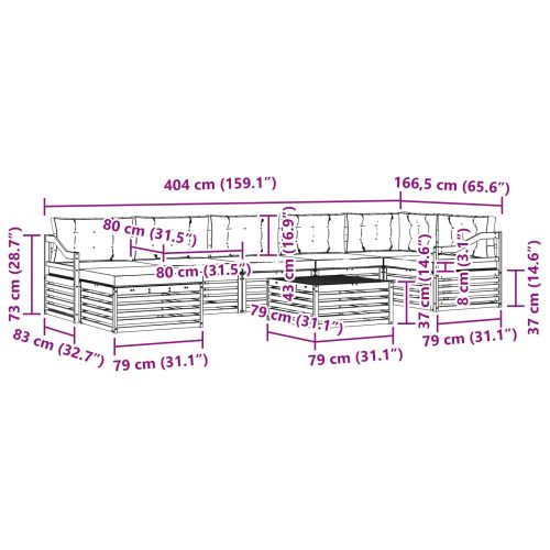 Комплект дивани за открито 8 pcs Натурален и Бежов