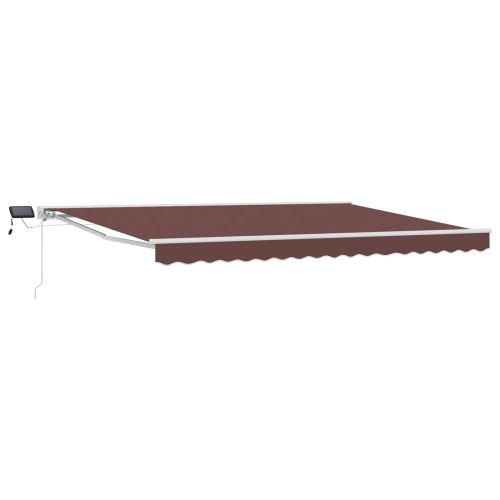 Ръчна рамка за сенник с LEDs Кафяв и бял 5 × 3,5 m