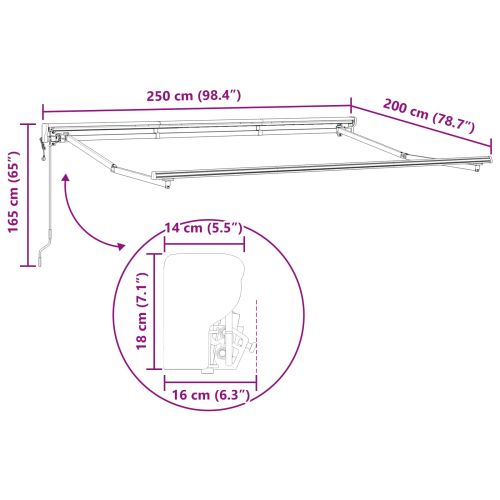 Електрически разтегателен навес Бургундско червен 2,5 x 2 m