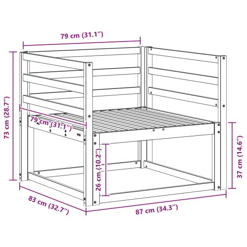 Среден диван за открито Солидно акациево дърво Естествен