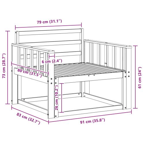 Среден диван за открито Солидно акациево дърво Естествен