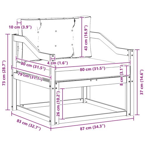 Среден диван за открито Солидно акациево дърво Естествен