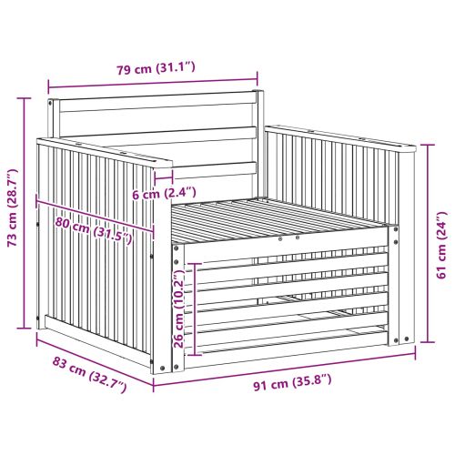 2 Брой Диван с подлакътници Солидно акациево дърво Естествен