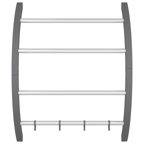 Поставка за хавлии с куки, сребриста, 56x16x72 см, алуминий