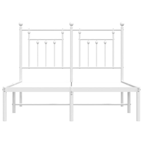 Метална рамка за легло с горна табла, бяла, 135x190 см
