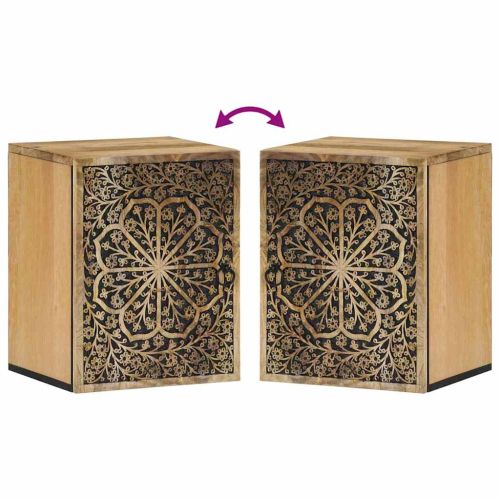 Стенен шкаф за баня 38x33x48 см масивно мангово дърво