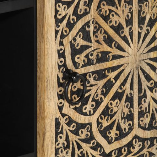 Страничен шкаф 90x33x75 см манго масивно дърво