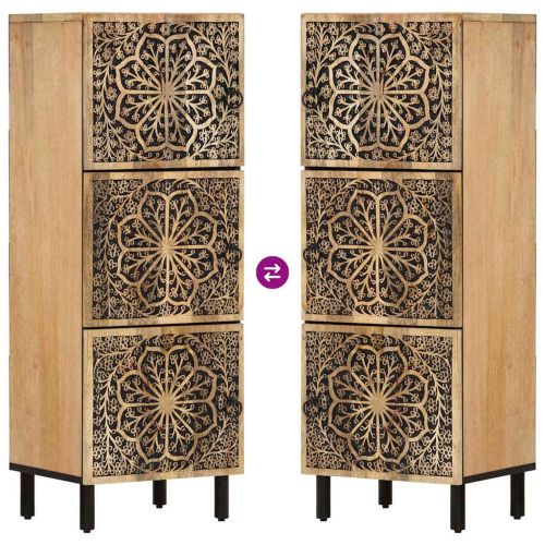 Страничен шкаф 40x33x110 см манго масивно дърво