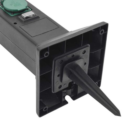 Външен разклонител с лампа и шип 2-посочен 16x16x39,5 см