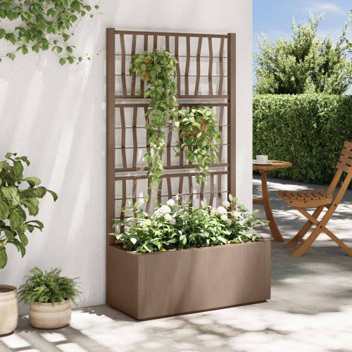 Градинска саксия с решетка Кафяво 80 x 36 x 140 см ПП