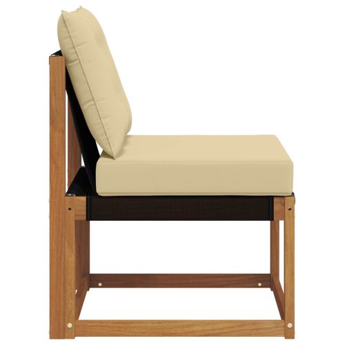 Външен среден диван Масивна акациева дървесина и текстилен плат