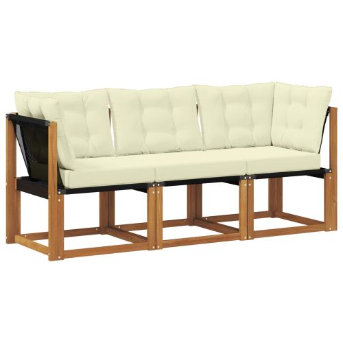 Външен среден и ъглов диван с възглавница 3 Брой Естествен