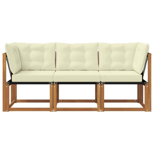 Външен среден и ъглов диван с възглавница 3 Брой Естествен