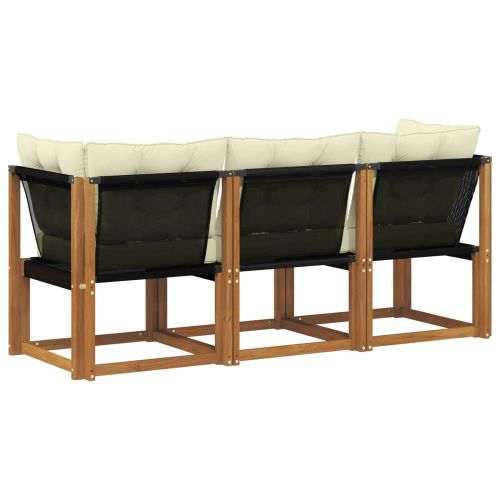 Външен среден и ъглов диван с възглавница 3 Брой Естествен