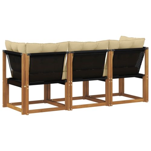 Външен среден и ъглов диван с възглавница 3 Брой Естествен