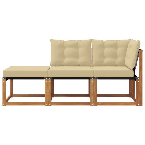 Външен модулен диван с възглавница 3 Брой Натурален и Бежов