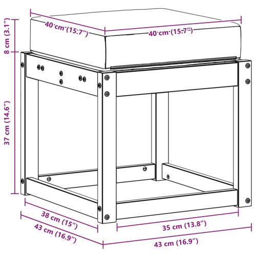 Външна табуретка Солидно акациево дърво Естествен