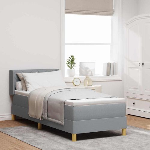 Легло с пружинирана основа Светлосиво 200 x 80 см текстил