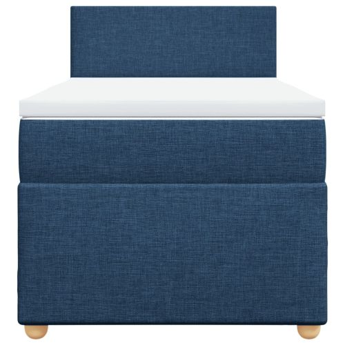 Боксспринг легло с матрак, синя, 90x200 см, плат