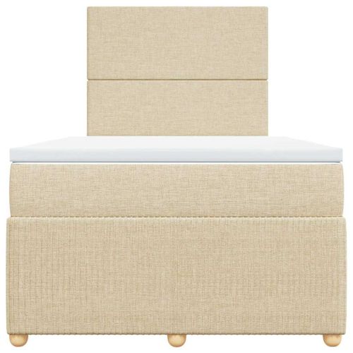 Боксспринг легло с матрак, кремаво, 120x190 см, плат