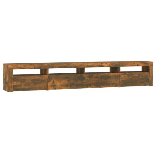 ТВ шкаф с LED осветление, опушен дъб, 240x35x40 см