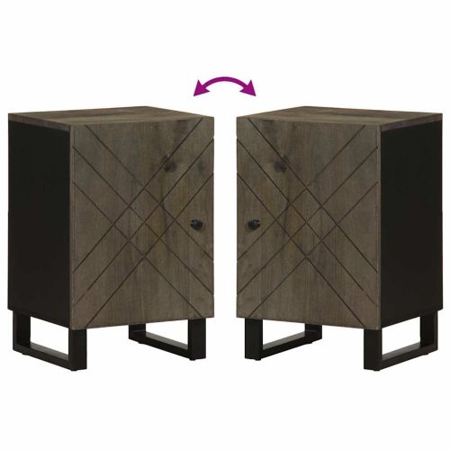 Шкаф за баня, черен, 38x33x58 см, масивно мангово дърво