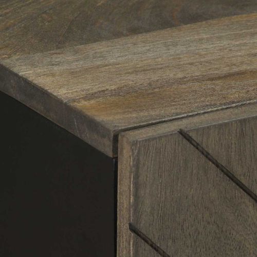 Шкаф за баня, черен, 38x33x58 см, масивно мангово дърво