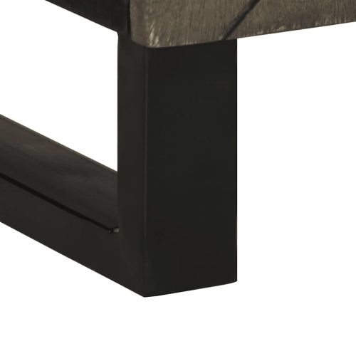 Шкаф за баня, черен, 38x33x58 см, масивно мангово дърво