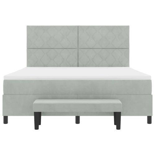 Легло с пружинирана основа Светлосиво 200 x 180 cm Кадифе