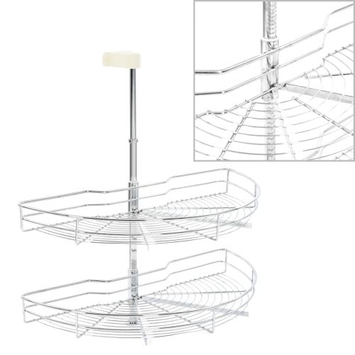 2-етажна кошница за кухня, сребриста, 180 градуса, 75x38x80 см