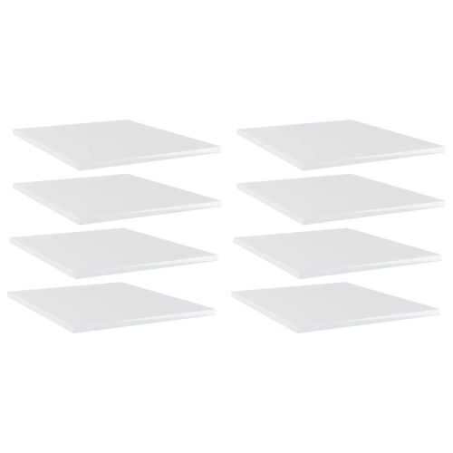 Рафтове, 8 бр, бял гланц, 40x50x1,5 см, инженерно дърво