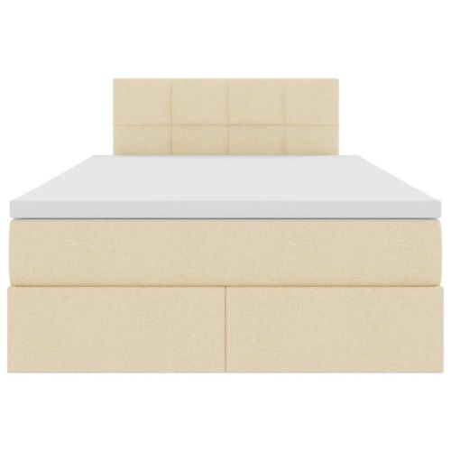 Легло с място за съхранение и LED Крем 120 x 190 cm текстил