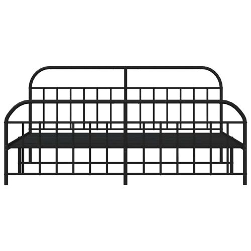 Метална рамка за легло с горна и долна табла, черна, 200x200 см