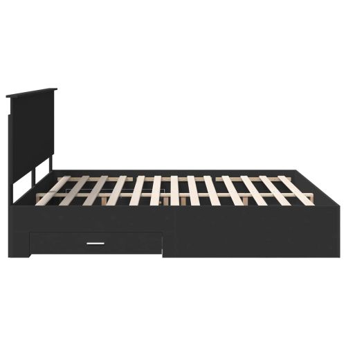 Рамка за легло Черен и сребрист 200 x 200 cm Инженерно дърво