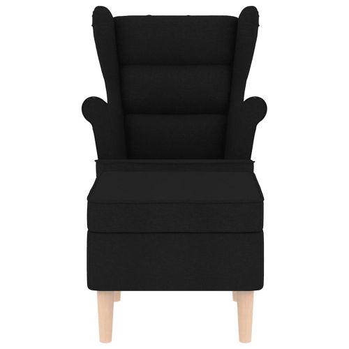 Фотьойл с табуретка за крака, черен, текстил