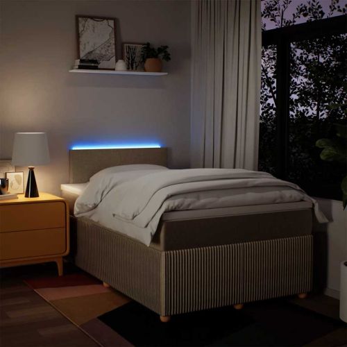 Боксспринг легло с матрак, кремаво, 120x190 см, плат