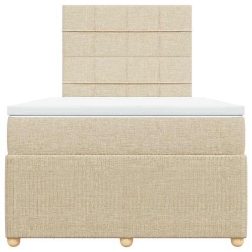 Боксспринг легло с матрак, кремаво, 120x190 см, плат