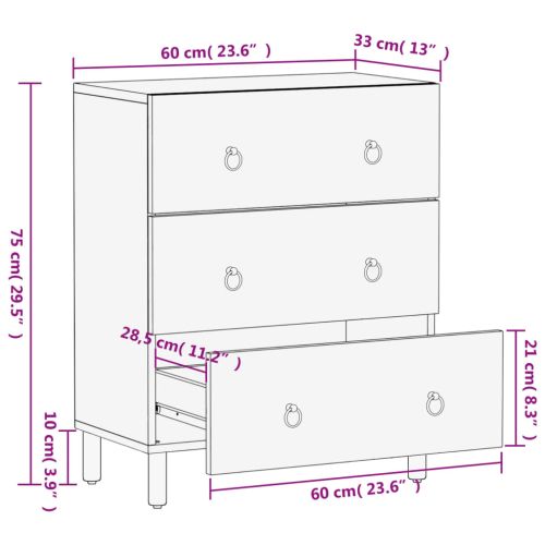 Страничен шкаф 60x33x75 см манго масивно дърво