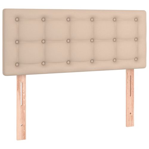 Боксспринг легло с матрак LED капучино 90x200см изкуствена кожа