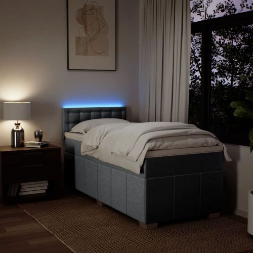 Боксспринг легло с матрак, светлосиво, 80x200 см, плат