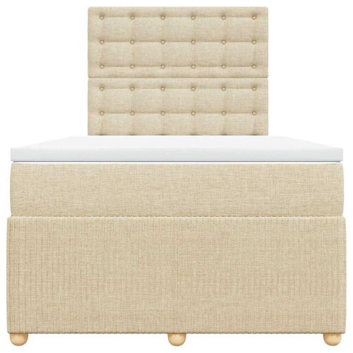 Боксспринг легло с матрак, кремаво, 120x190 см, плат