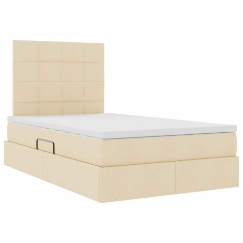 Легло с място за съхранение и LED Крем 120 x 190 cm Полиестер