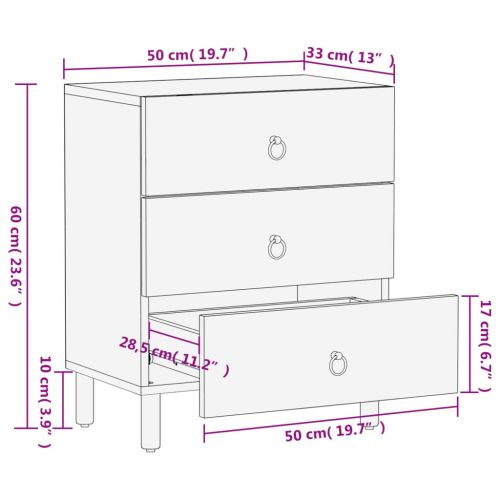 Нощно шкафче 50x33x60 см мангово дърво масив