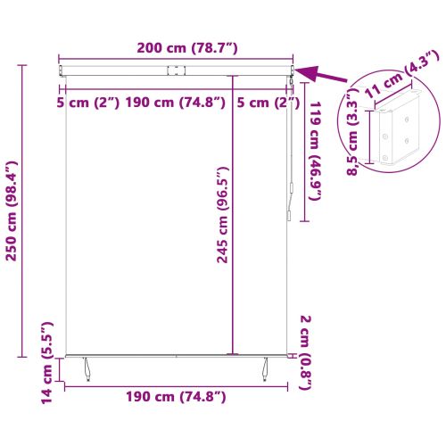 Ролетна щора С завеси Антрацит 200 x 250 см Текстил и Алуминий