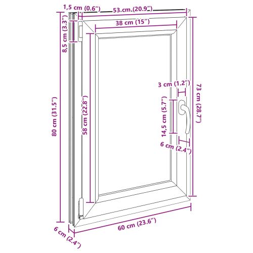 Прозорец за мазе RISOR Бял 60 x 80 cm PVC и стъкло