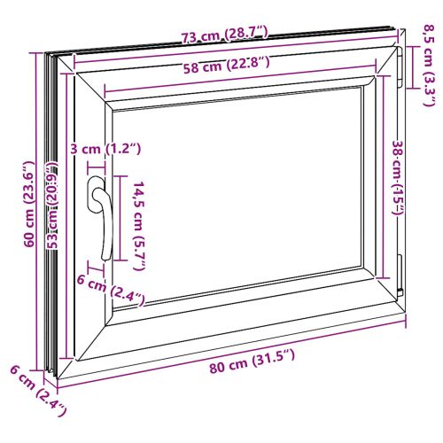 Прозорец за мазе RISOR Бял 80 x 60 cm PVC и стъкло